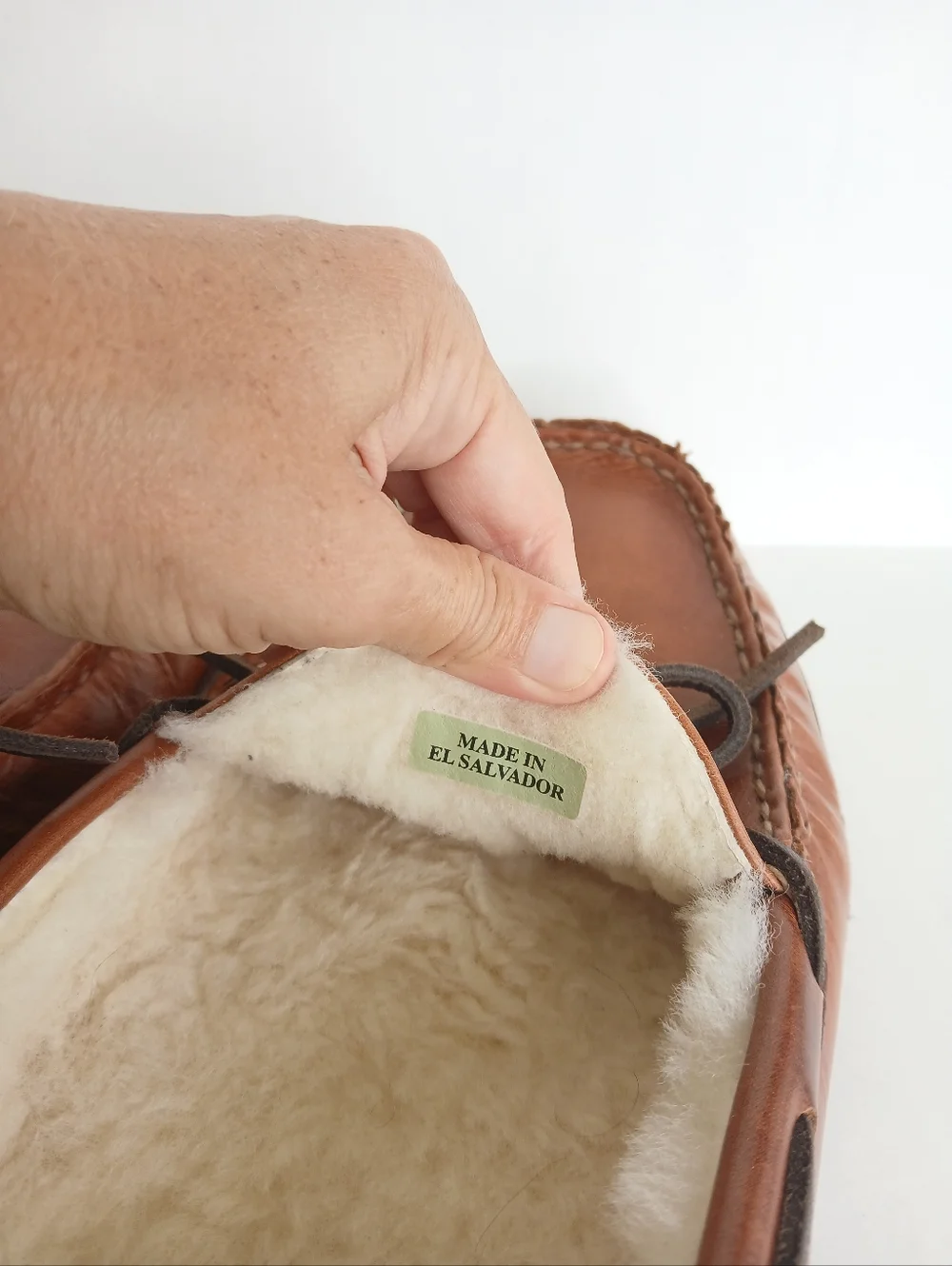 L.L. Bean Double Sole Leather Moccasin Slippers Shearling Lined